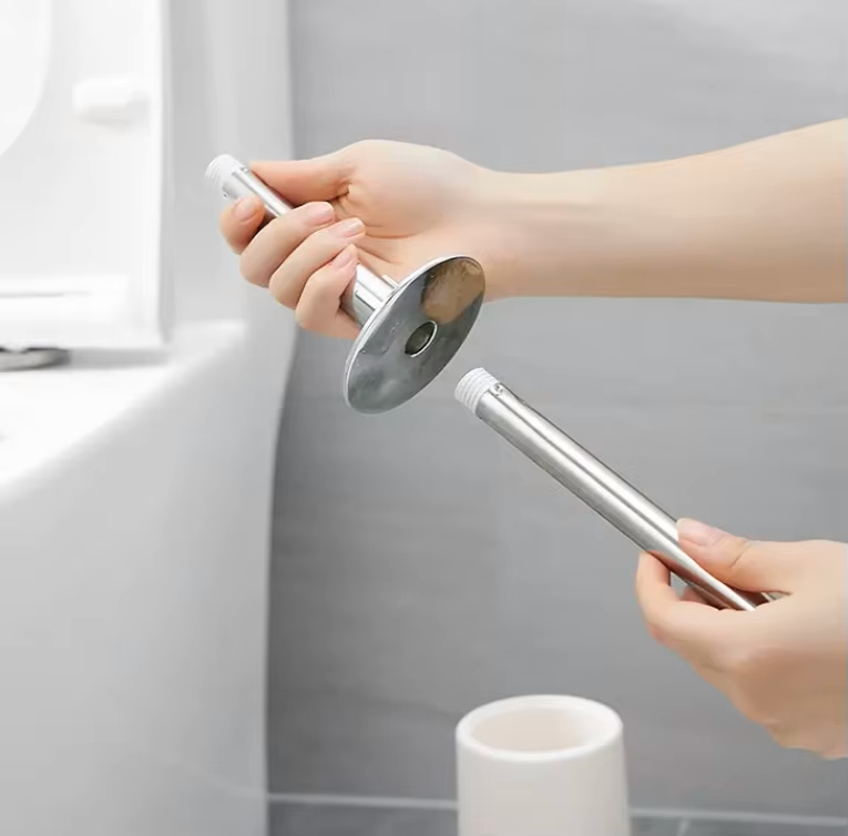 Stainless Steel Toilet Brush Set with Holder, Bathroom Cleaning Brush