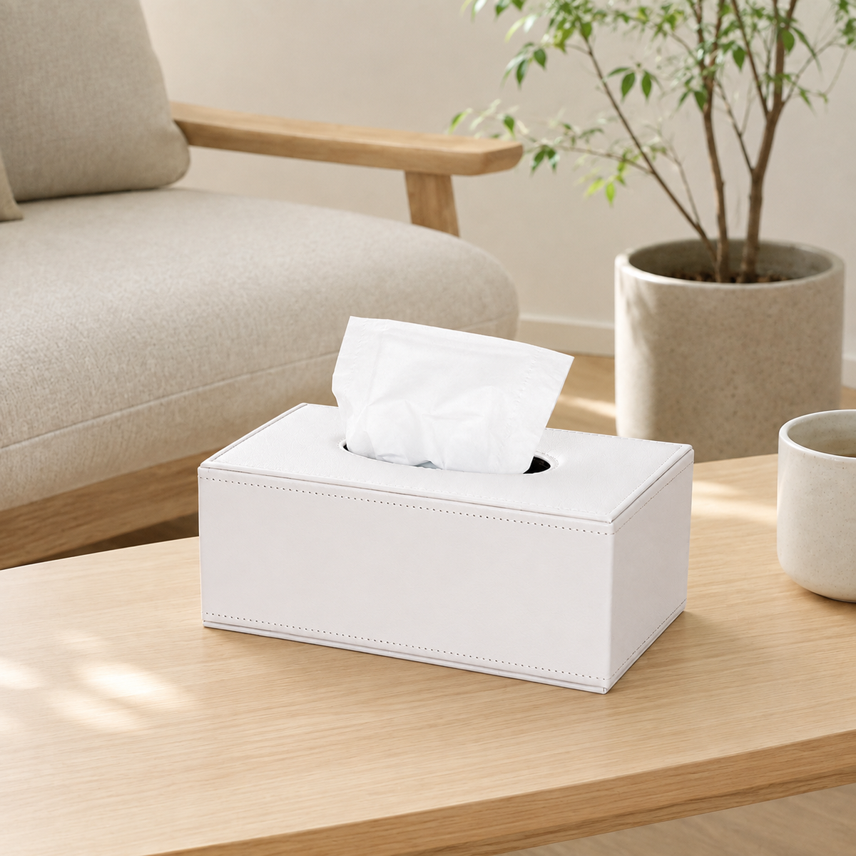 PU Leather Tissue Box Cover – Magnetic Bottom Rectangular Tissue Holder