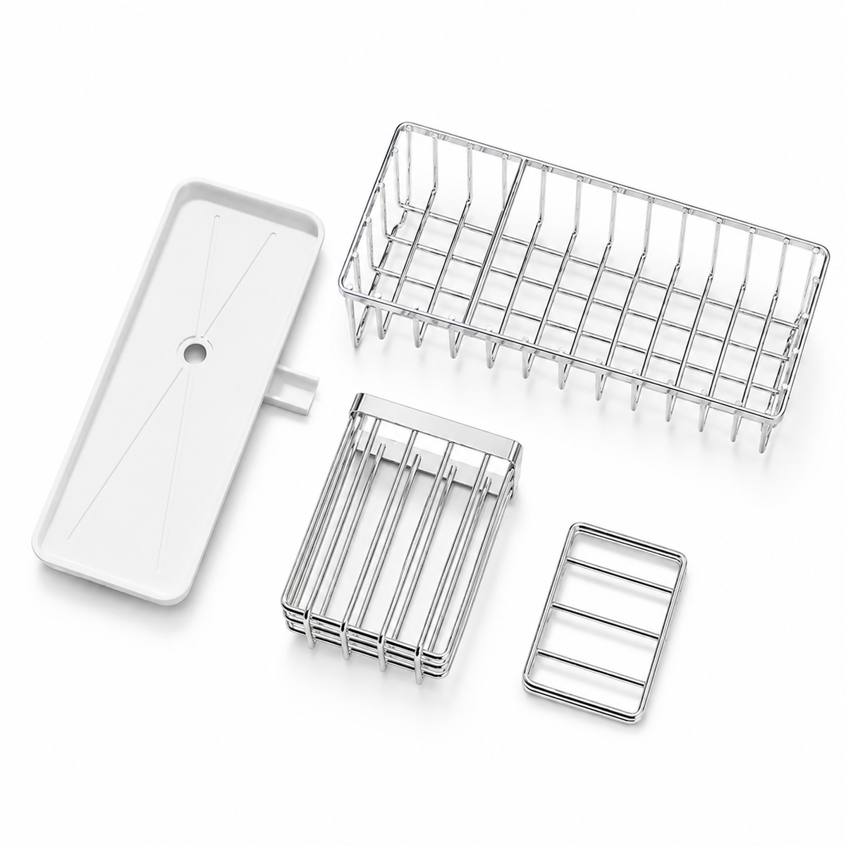 Stainless Steel Sink Caddy with Drain Tray & Brush Holder