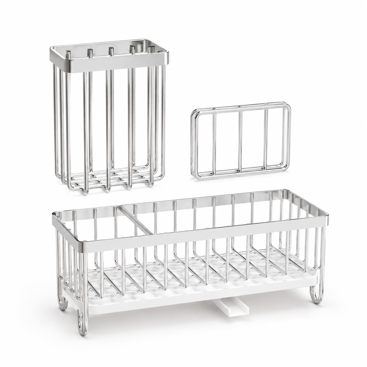 Stainless Steel Sink Caddy with Drain Tray & Brush Holder