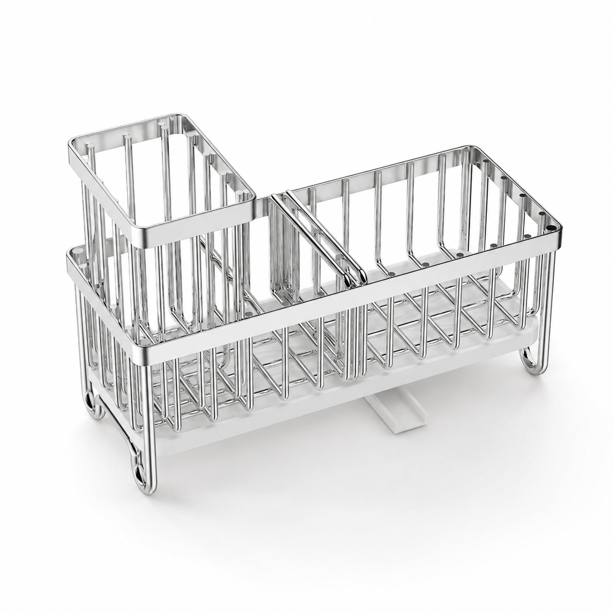 Stainless Steel Sink Caddy with Drain Tray & Brush Holder