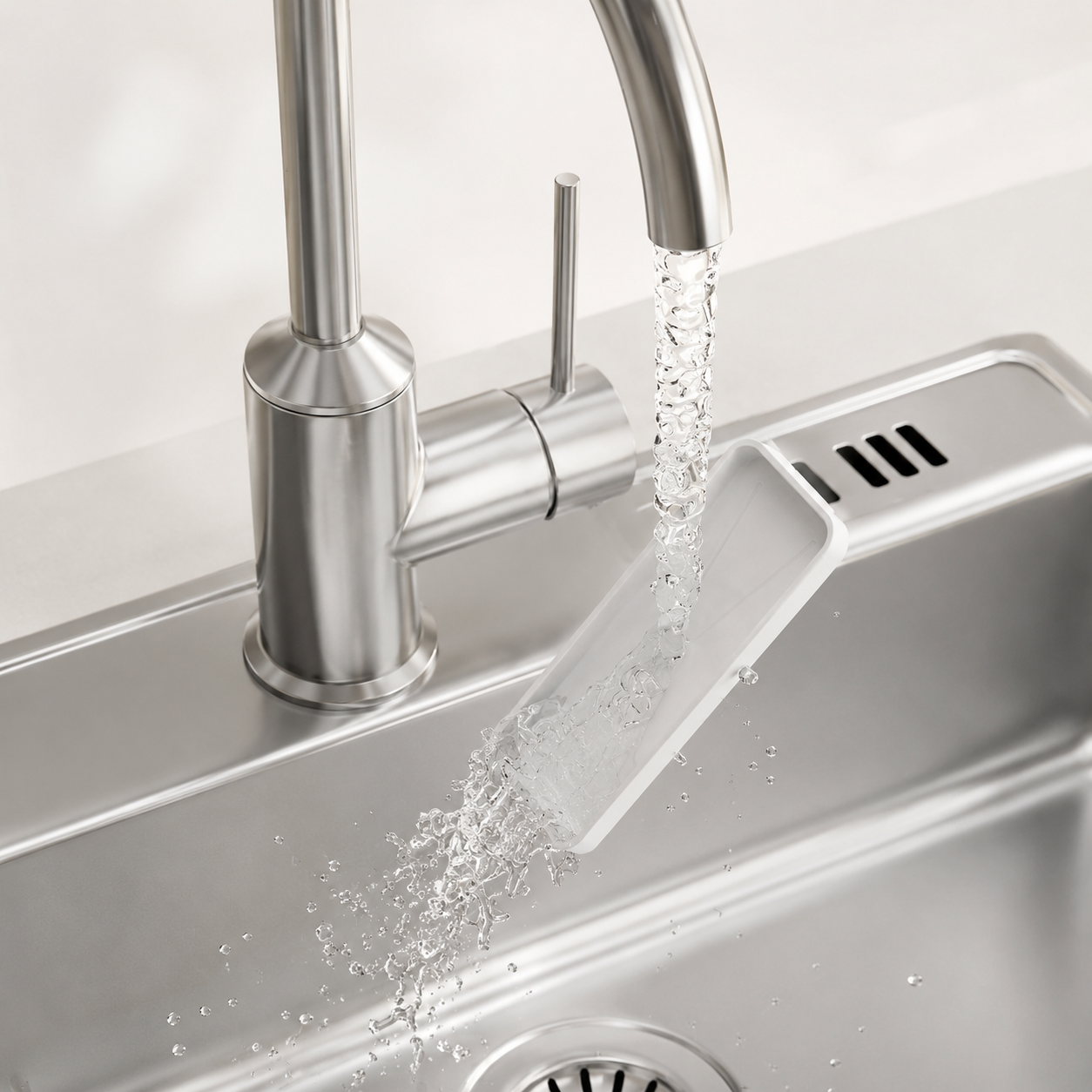 Stainless Steel Sink Caddy with Drain Tray & Brush Holder