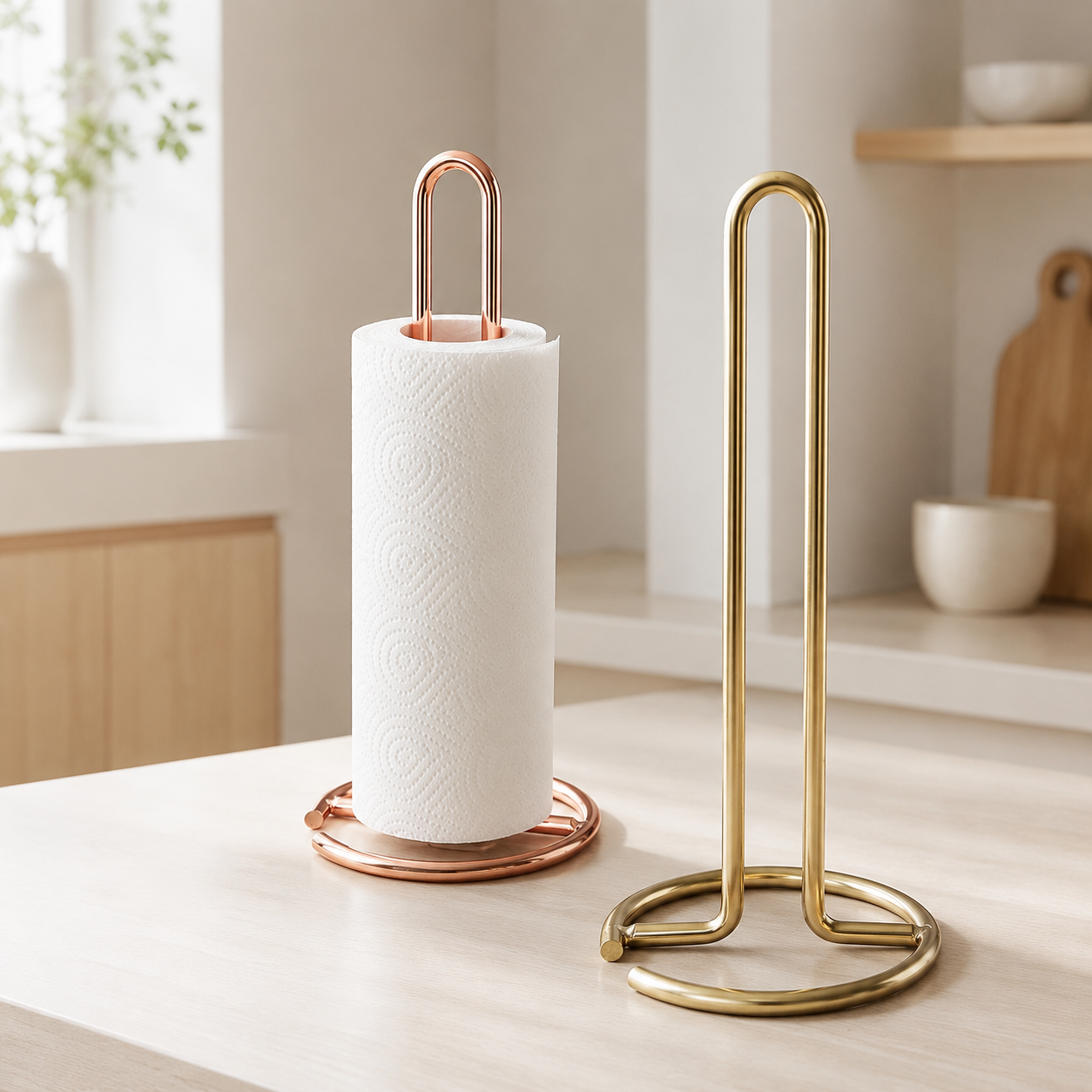 Metal Paper Towel Holder Stand, Countertop Kitchen Roll Rack