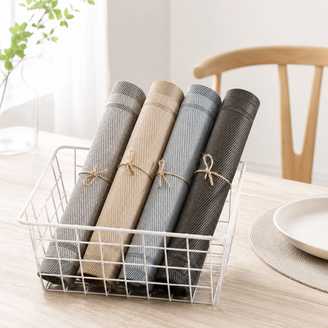 PVC Woven Placemat Set 6pcs, Water-Resistant Dining Mats 45 × 30cm