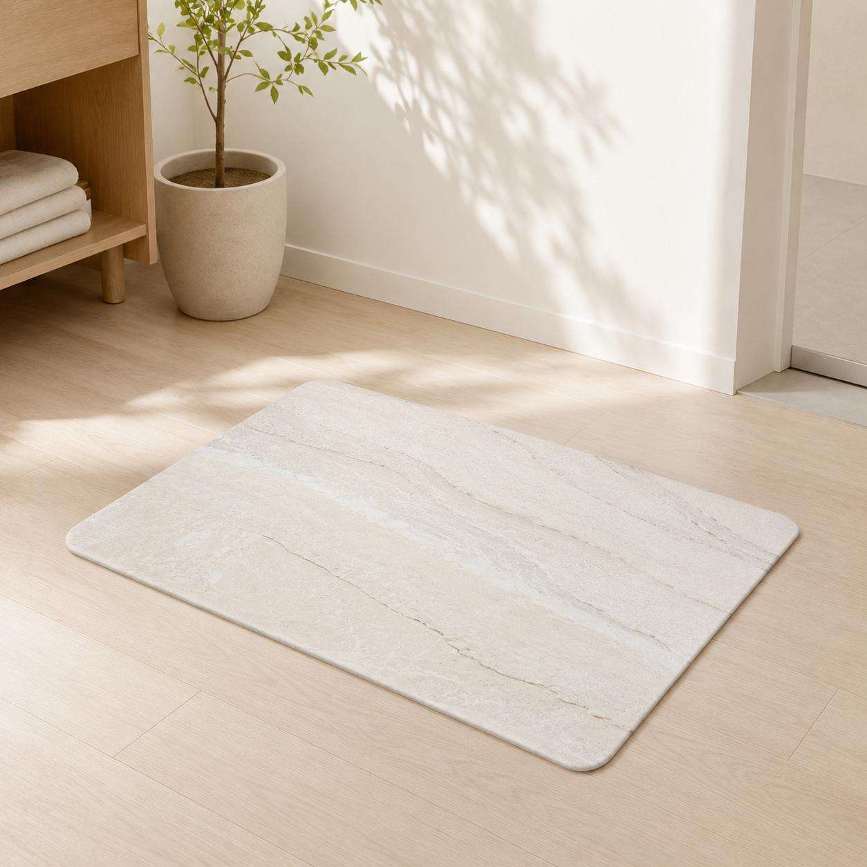 Diatomite Stone Bath Mat – Marble Design, Quick-Dry 60 × 39cm