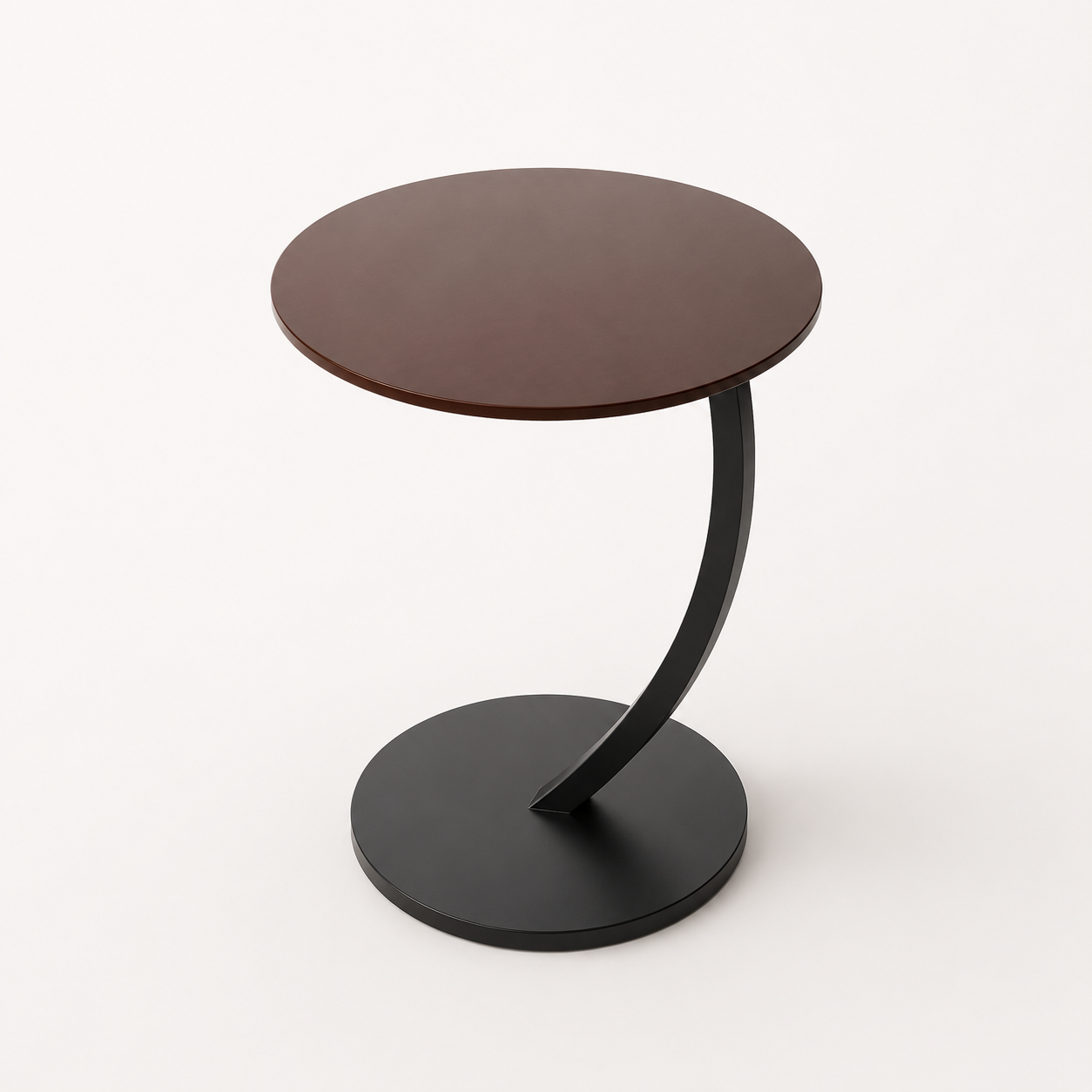Round C-Shaped Sofa Side Table, Compact Living Room & Bedside Table