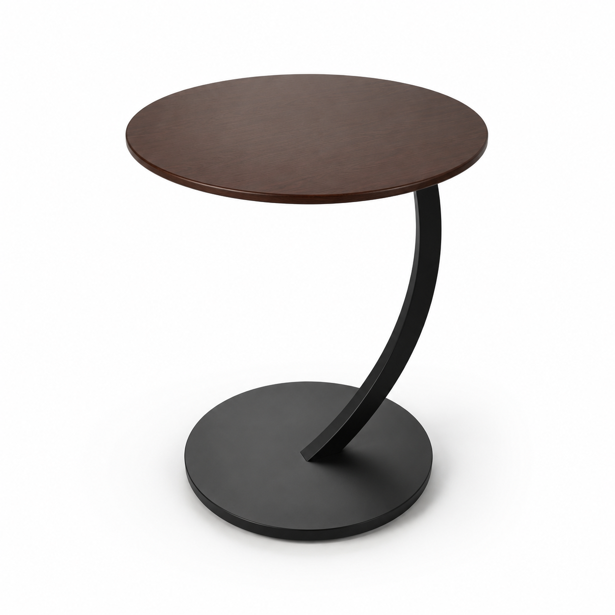Round C-Shaped Sofa Side Table, Compact Living Room & Bedside Table