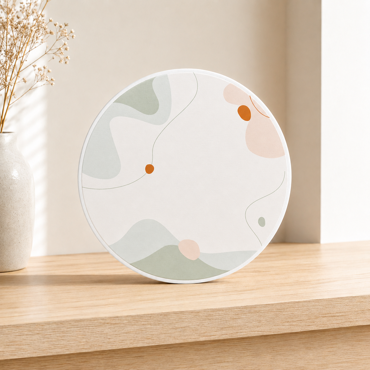 Diatomite Round Coaster Set 6pcs - Nordic-Inspired Quick-Dry Coasters