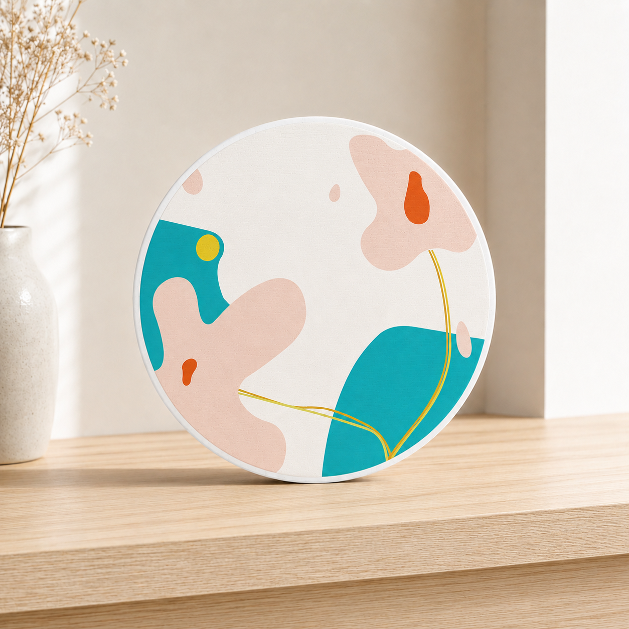 Diatomite Round Coaster Set 6pcs - Nordic-Inspired Quick-Dry Coasters