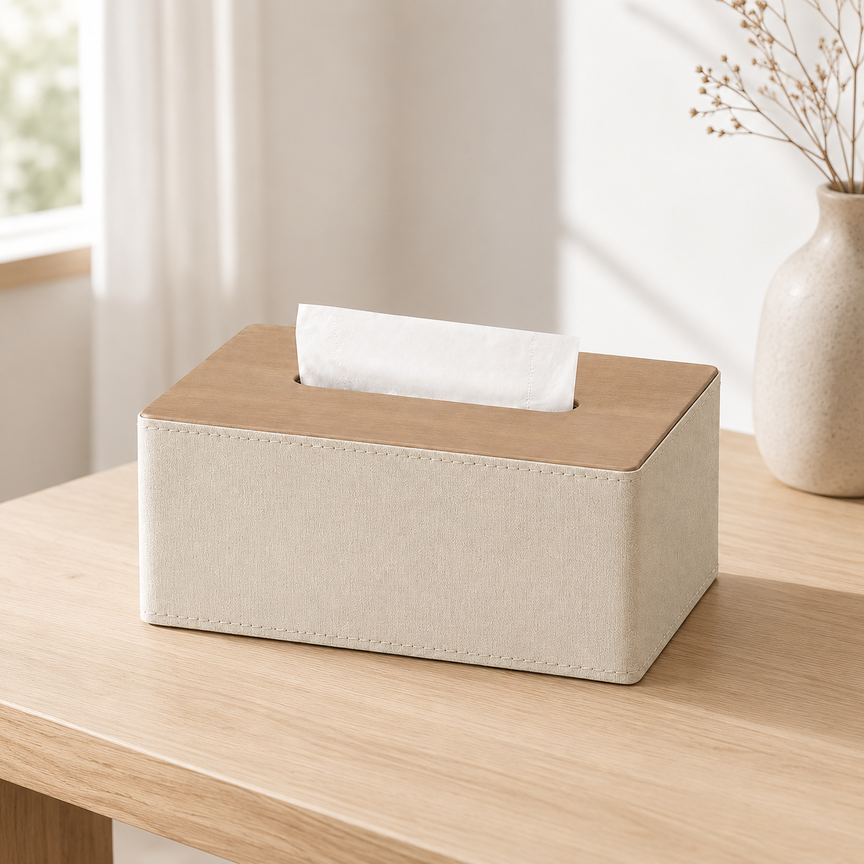 Nordic PU Leather Tissue Box Cover, Minimalist Tissue Holder