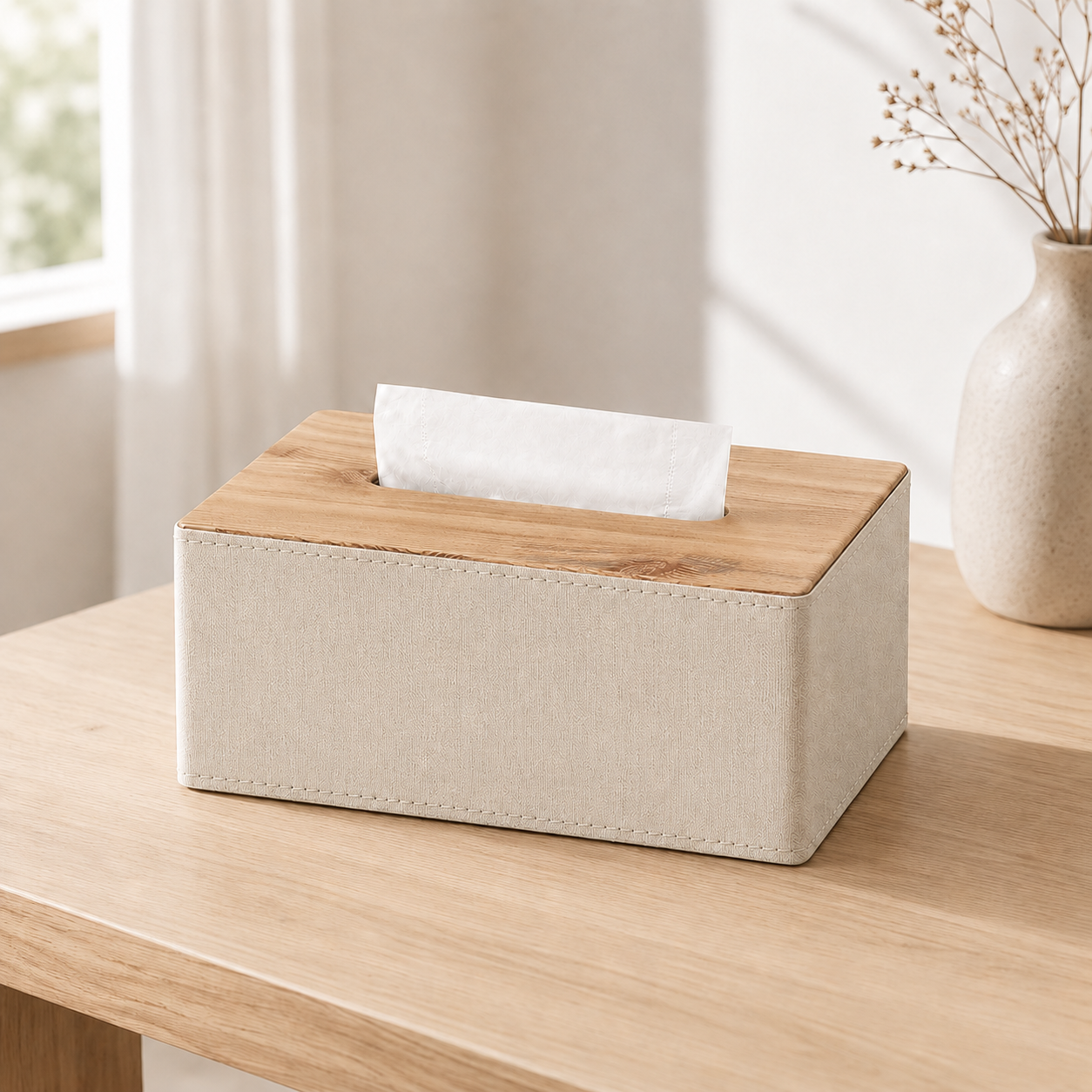 Nordic PU Leather Tissue Box Cover, Minimalist Tissue Holder