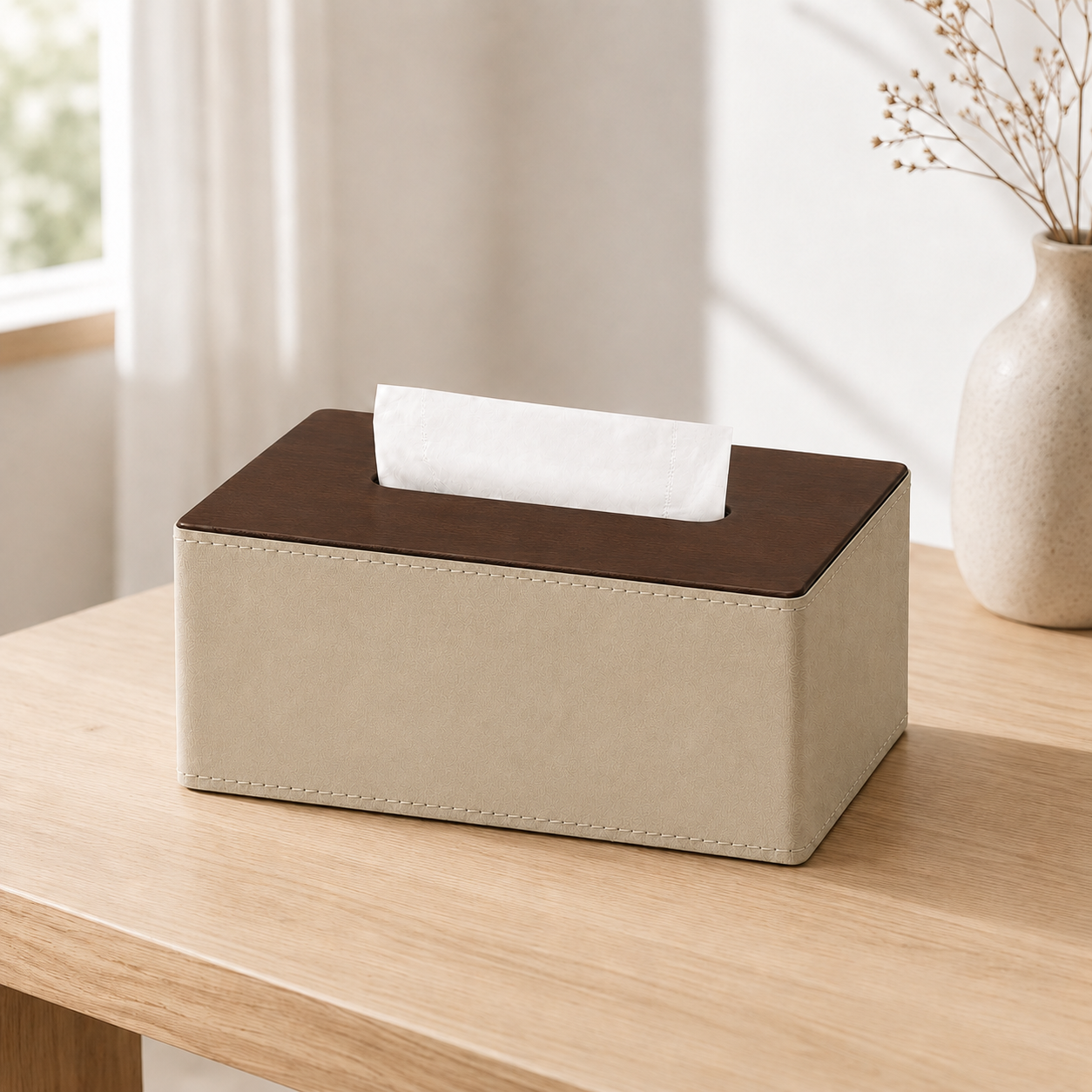 Nordic PU Leather Tissue Box Cover, Minimalist Tissue Holder