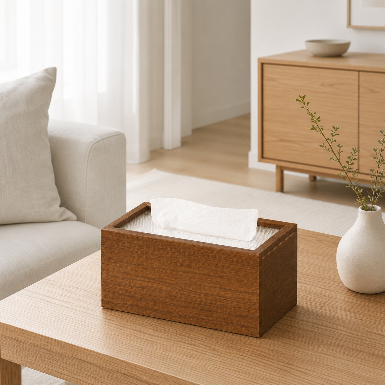 Wooden Tissue Box Cover, Chinese-Inspired Rectangular Tissue Holder