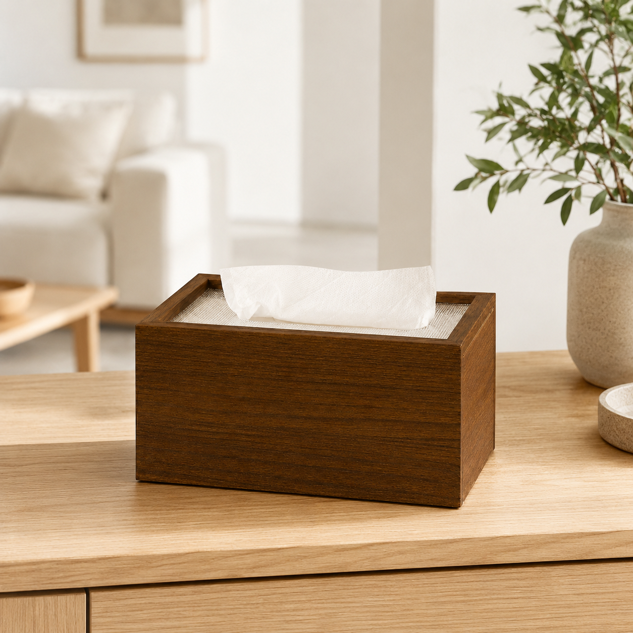 Wooden Tissue Box Cover, Chinese-Inspired Rectangular Tissue Holder