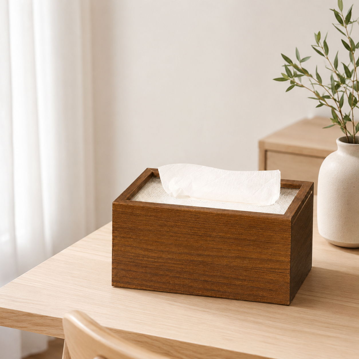 Wooden Tissue Box Cover, Chinese-Inspired Rectangular Tissue Holder