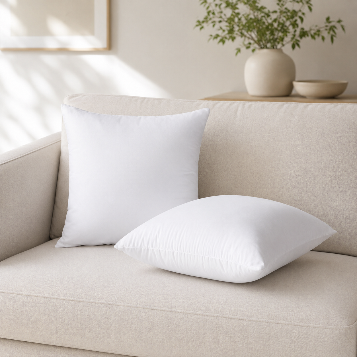 Soft Cushion Insert 50 × 50cm, Square Pillow Form for Cushion Covers