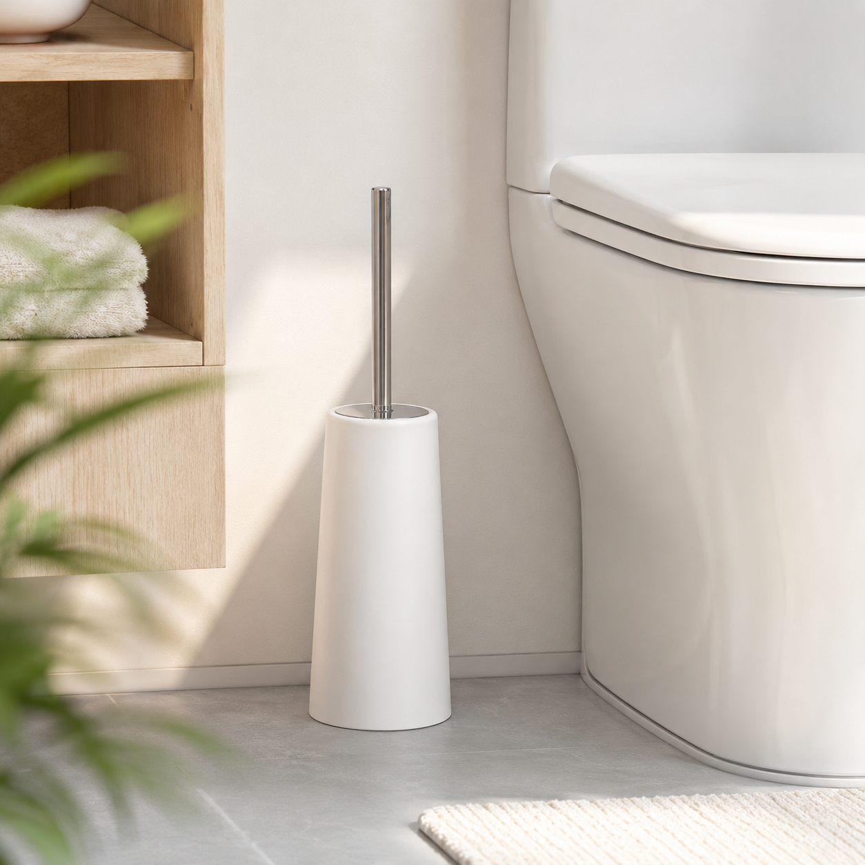 Stainless Steel Toilet Brush Set with Holder, Bathroom Cleaning Brush