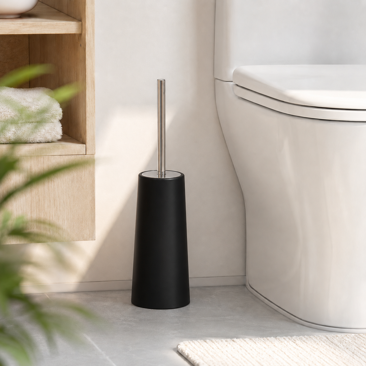 Stainless Steel Toilet Brush Set with Holder, Bathroom Cleaning Brush