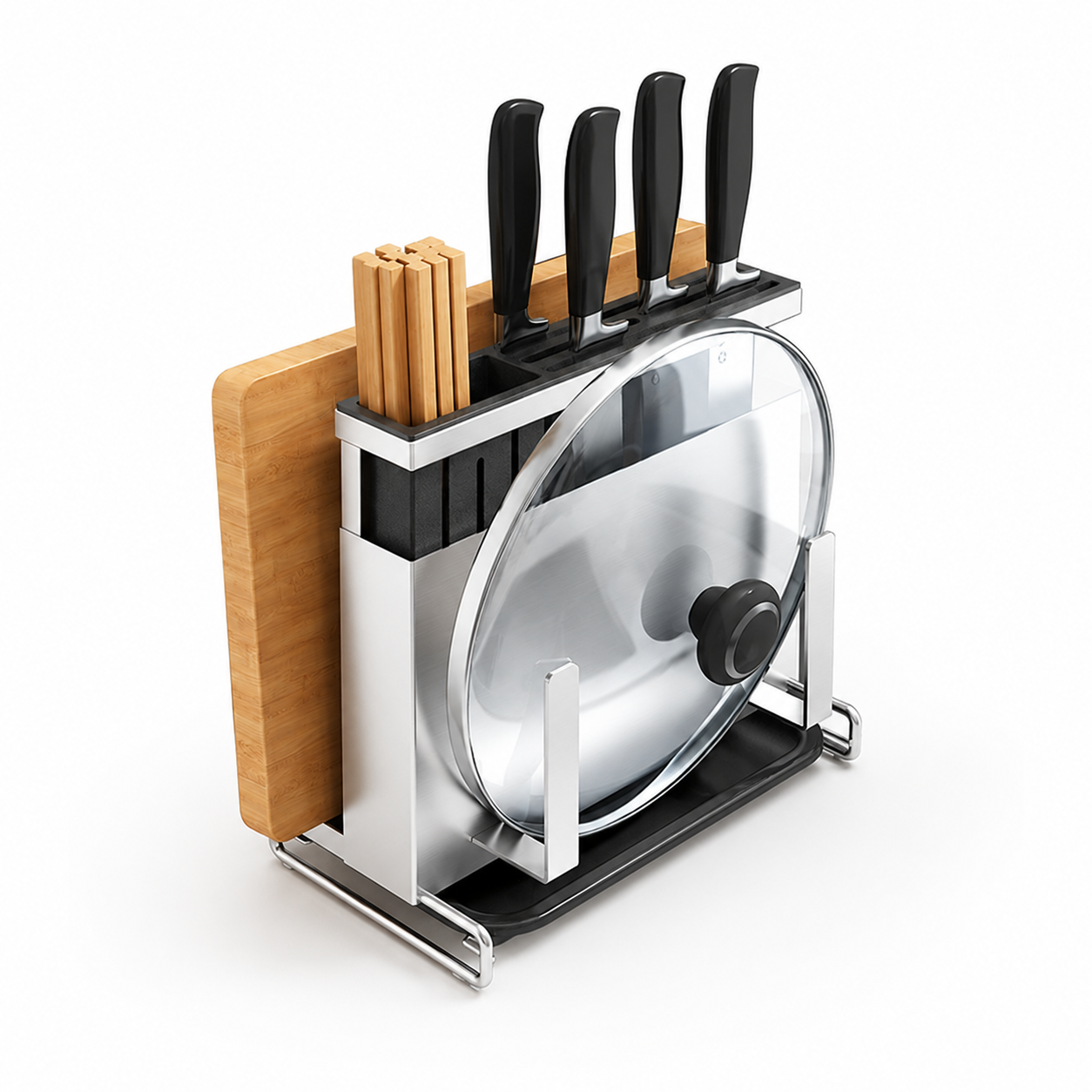 Kitchen Knife & Utensil Holder, Multi-Compartment Cutlery Organiser