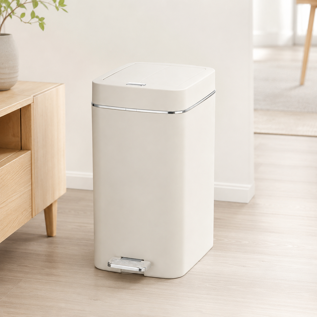 Japandi Slim Soft-Close Pedal Bin 15L/20L, Space-Saving Dustbin