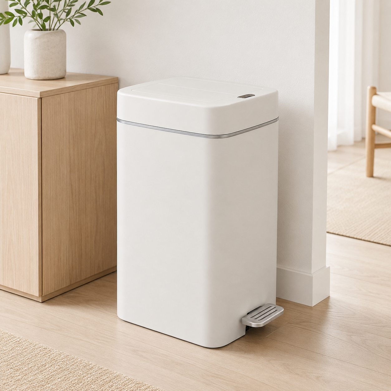 Japandi Slim Soft-Close Pedal Bin 15L/20L, Space-Saving Dustbin
