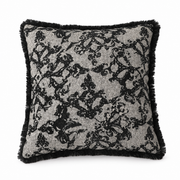 Butterfly Floral Fringe Cushion Cover 45 × 45cm, Black & Grey