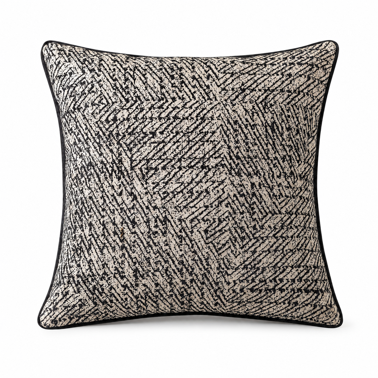 Monochrome Geometric Cushion Cover 45 × 45cm, Black & Beige Pillow Cover