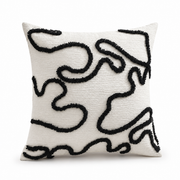 Abstract Tufted Cushion Cover 45 × 45cm, Black & Cream Pillow Cover