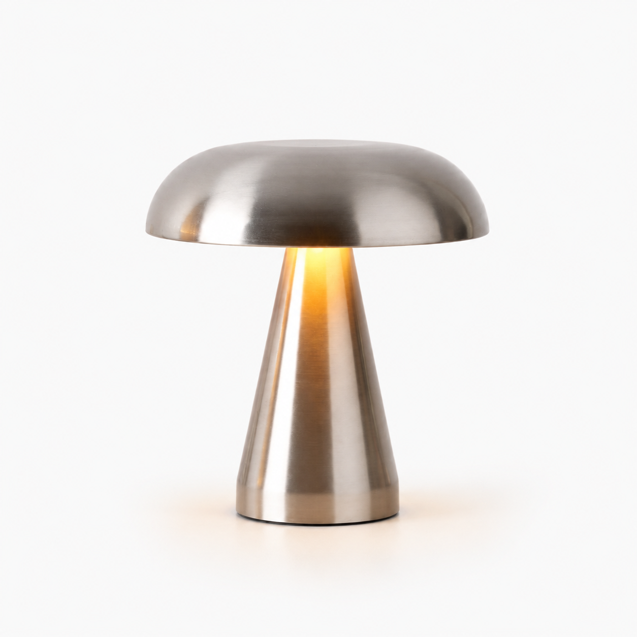 Modern Rechargeable Mushroom Table Lamp, Metal Bedside Night Light
