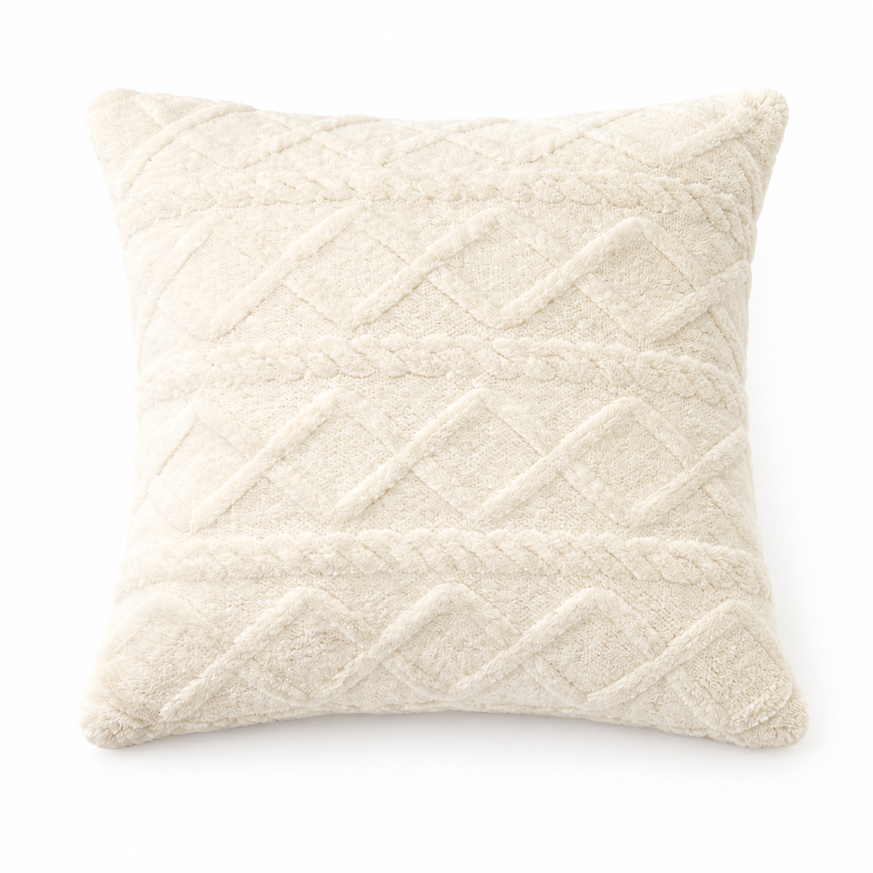 Plush 3D Jacquard Cushion Cover 45 × 45cm, Textured Sofa Pillow Cover
