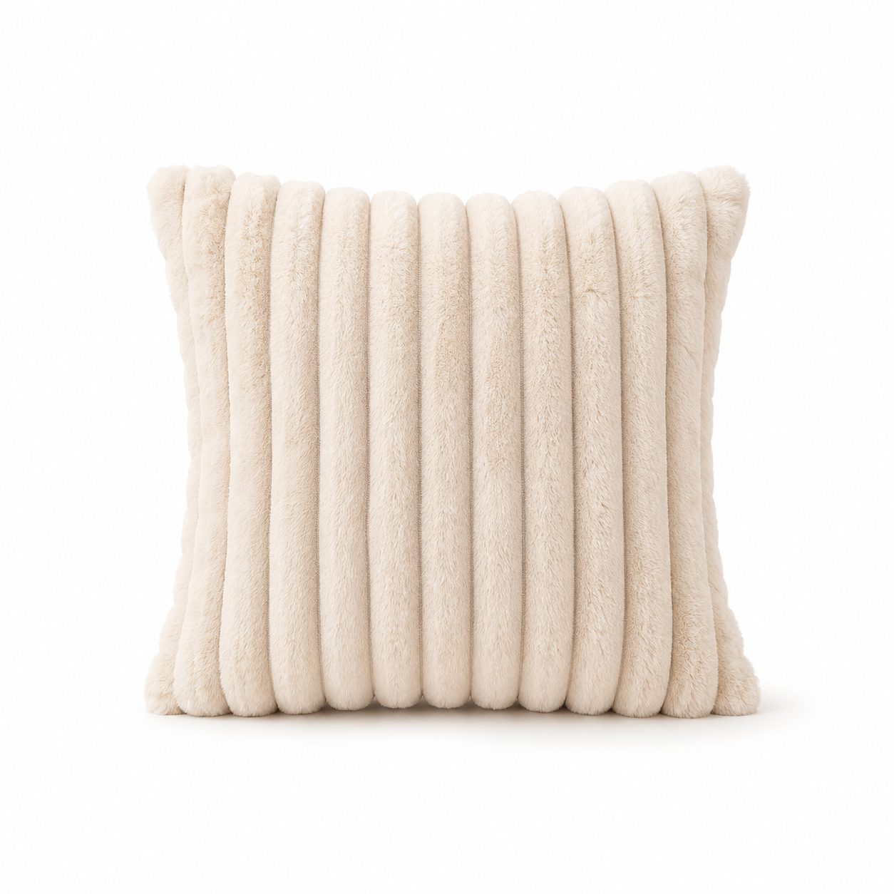 Plush Ribbed Cushion Cover 45 × 45cm, Soft Decorative Sofa Pillow Cover
