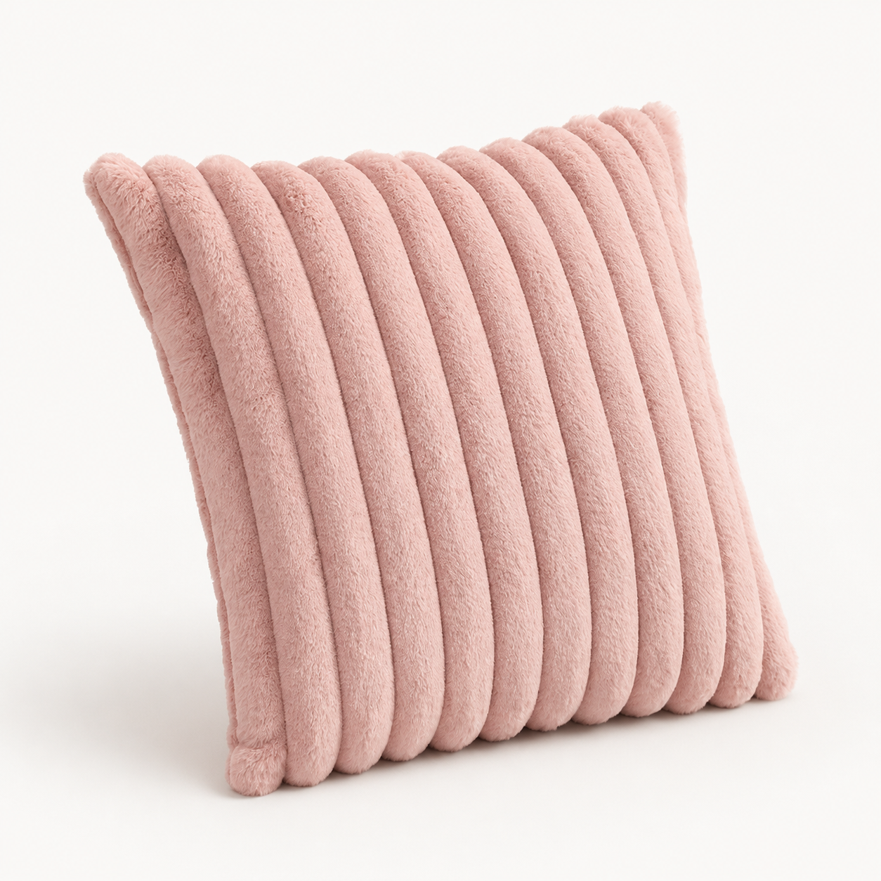 Plush Ribbed Cushion Cover 45 × 45cm, Soft Decorative Sofa Pillow Cover