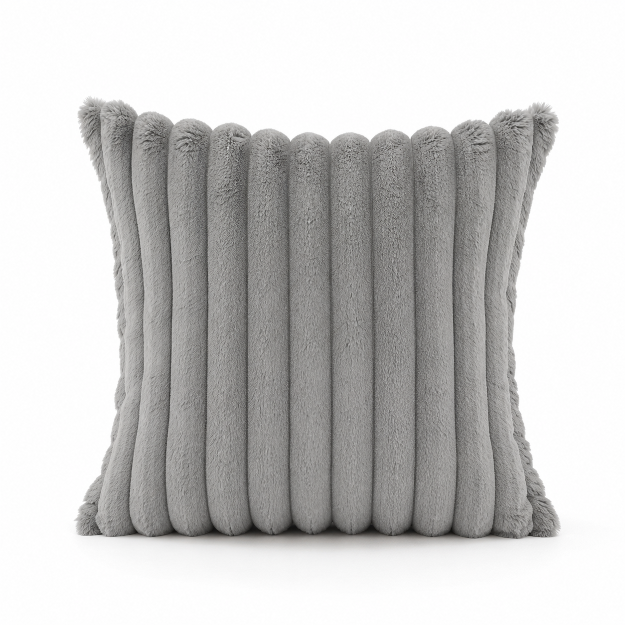 Plush Ribbed Cushion Cover 45 × 45cm, Soft Decorative Sofa Pillow Cover