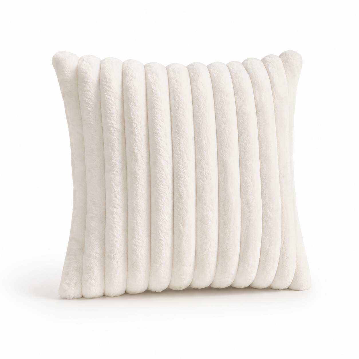Plush Ribbed Cushion Cover 45 × 45cm, Soft Decorative Sofa Pillow Cover