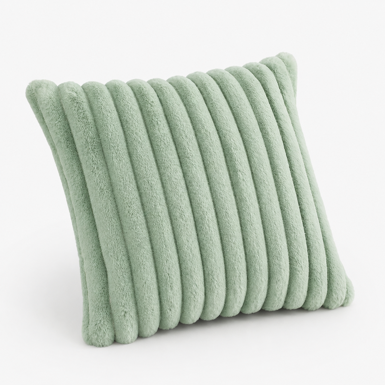 Plush Ribbed Cushion Cover 45 × 45cm, Soft Decorative Sofa Pillow Cover