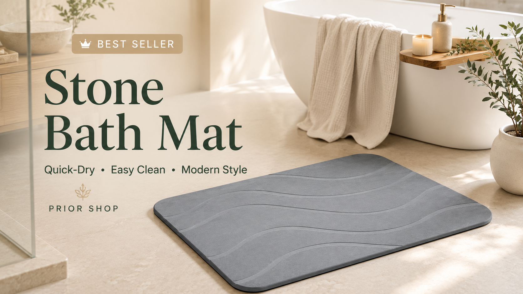 Load video: Best Seller Stone Bath Mat | Quick-Dry Diatomite Bath Mat | Prior Shop SG #shorts