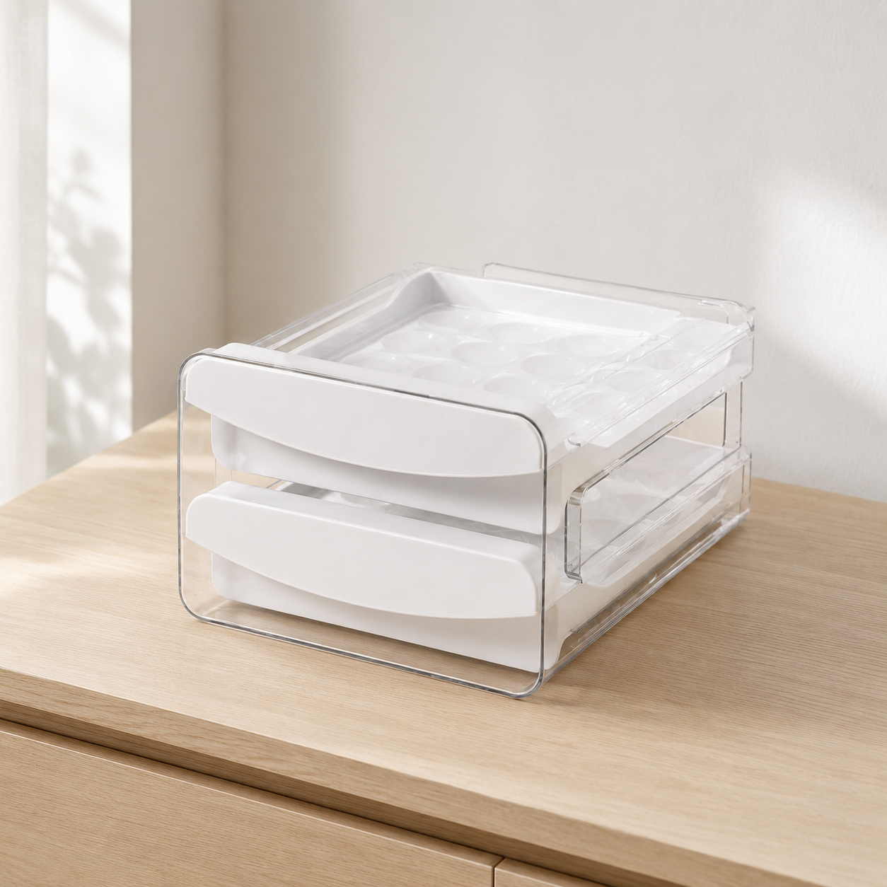Stackable Clear PET Egg Storage Box, Fridge Egg Organiser