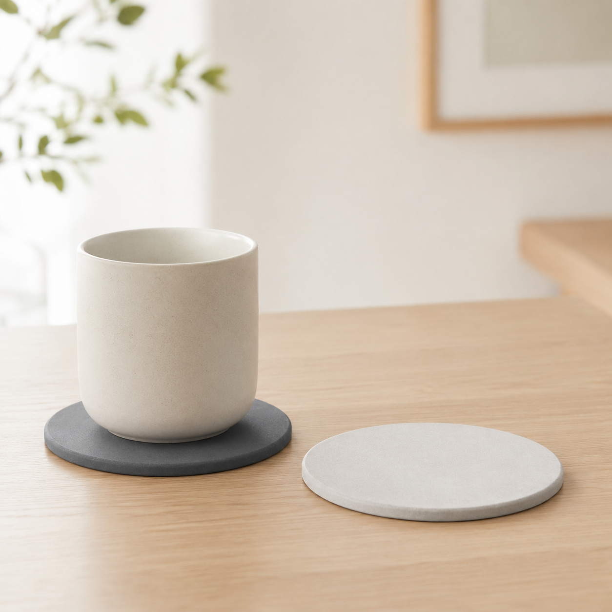 Diatomite Round Coaster Set 6pcs - Quick-Dry Minimalist Drink Coasters