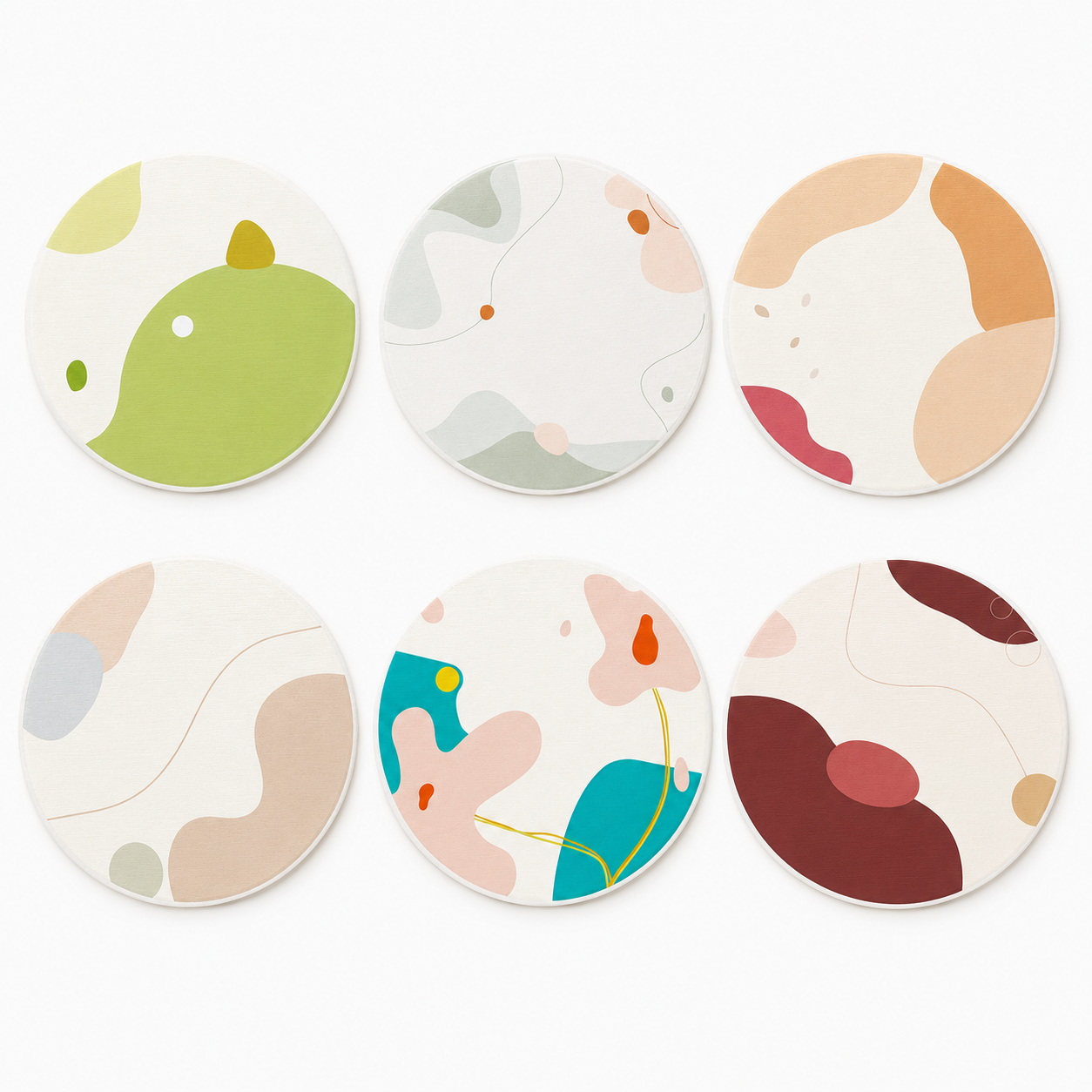 Diatomite Round Coaster Set 6pcs - Nordic-Inspired Quick-Dry Coasters