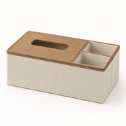 Nordic PU Leather Tissue Box Organiser, Minimalist Multi-Compartment Holder