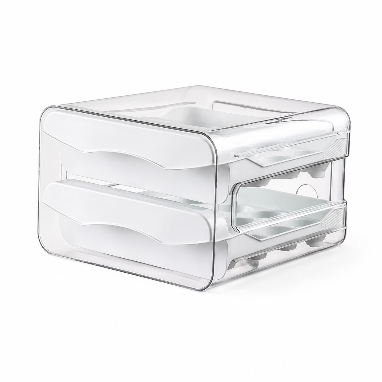 Stackable Clear PET Egg Storage Box, Multi-Layer Fridge Organiser