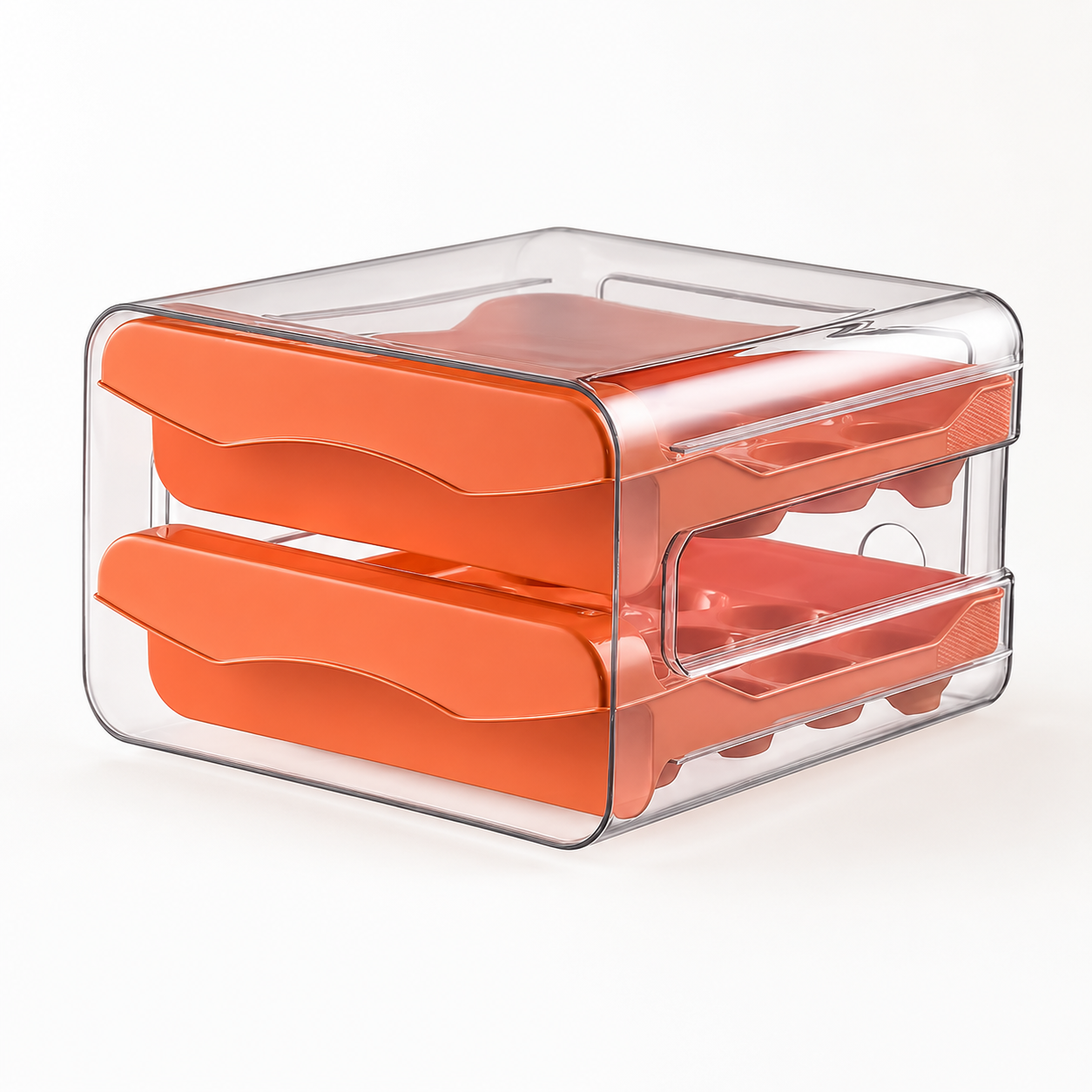 Stackable Clear PET Egg Storage Box, Multi-Layer Fridge Organiser