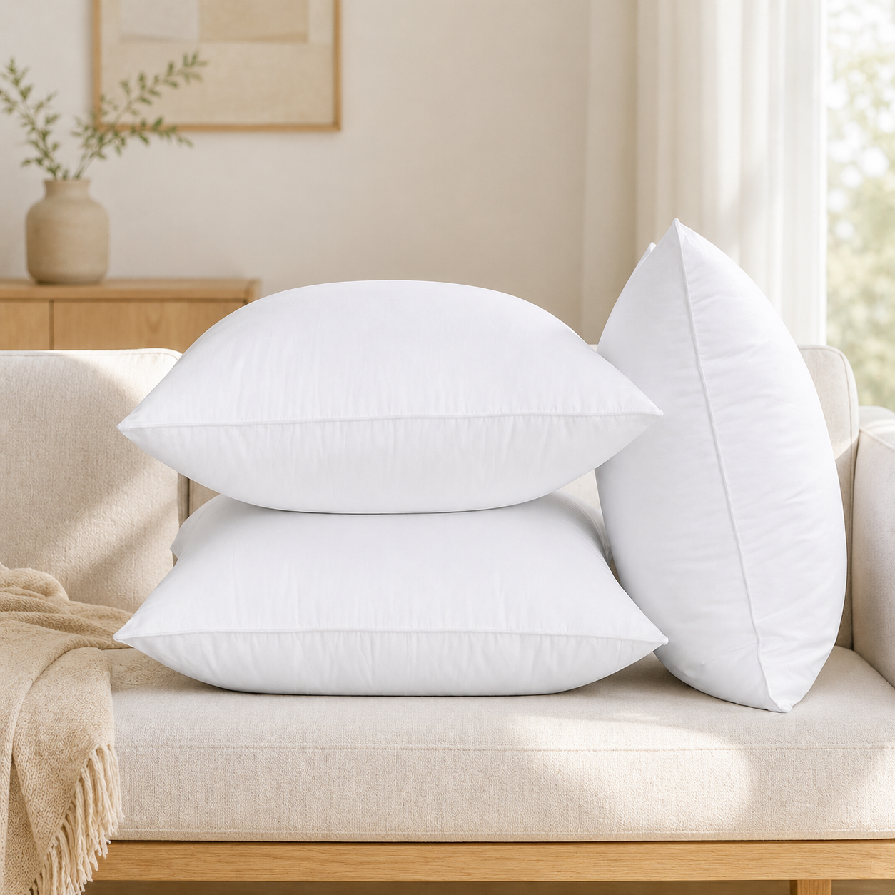 Premium Cushion Insert 50 × 50cm, Plush 850g Square Pillow Form