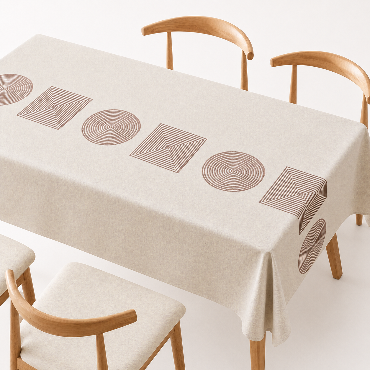 Nordic Geometric Tablecloth, Water-Resistant Wipe-Clean Dining Table Cover
