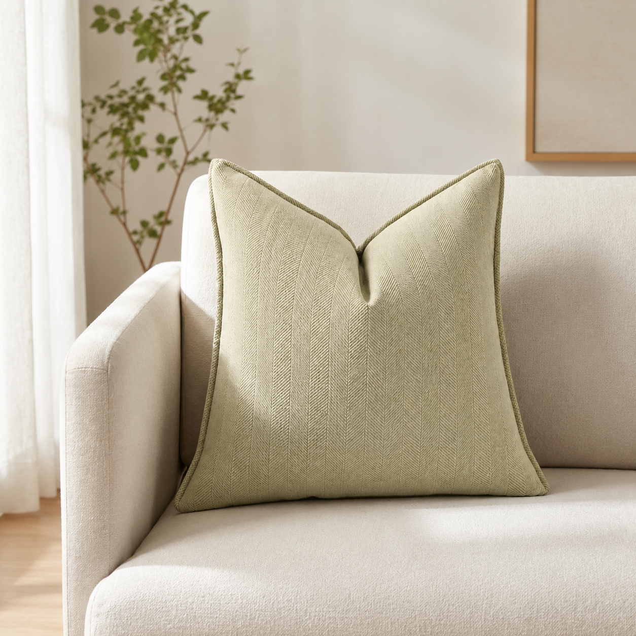 Soft Knit Stripe Cushion Cover 45 × 45cm, Piped Sofa Pillow Cover