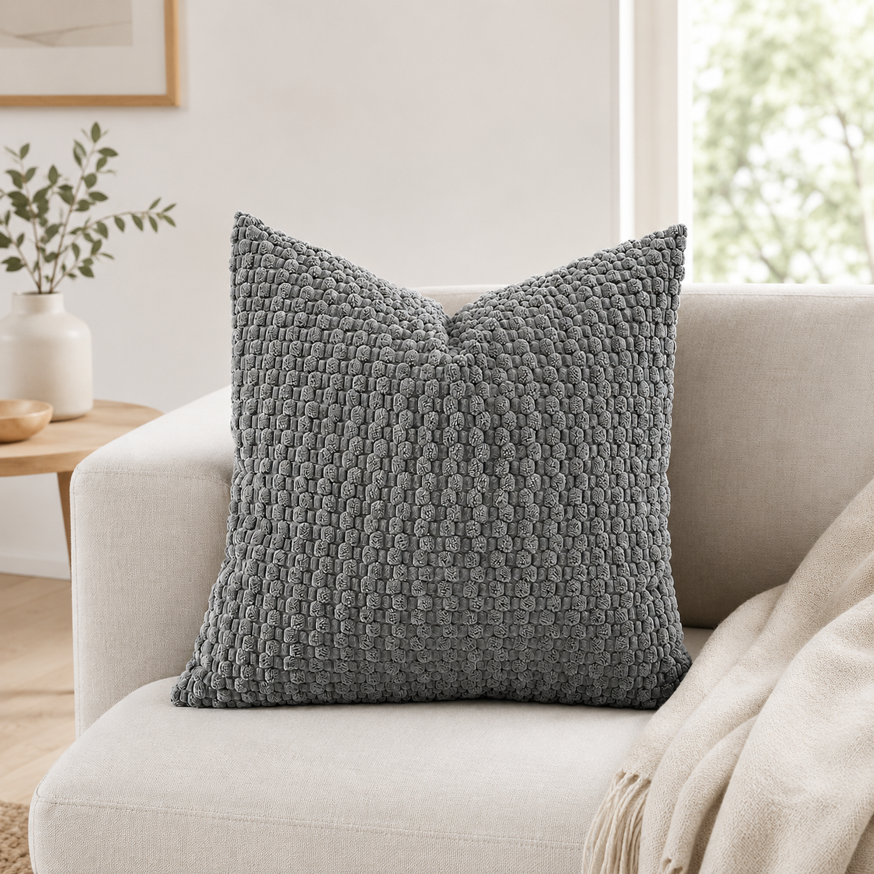 Corduroy Cushion Cover 45 × 45cm, Soft Textured Sofa Pillow Cover