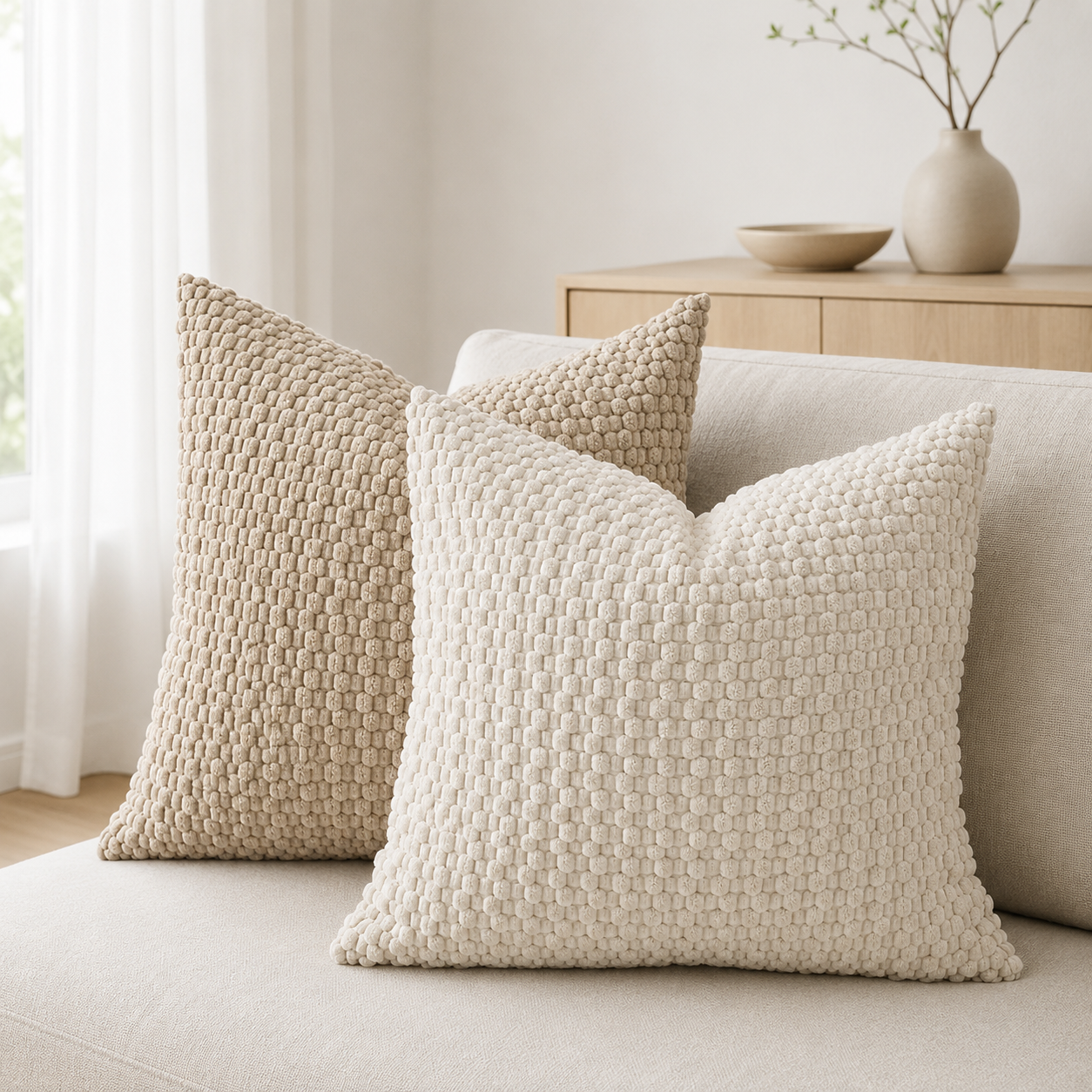 Corduroy Cushion Cover 45 × 45cm, Soft Textured Sofa Pillow Cover