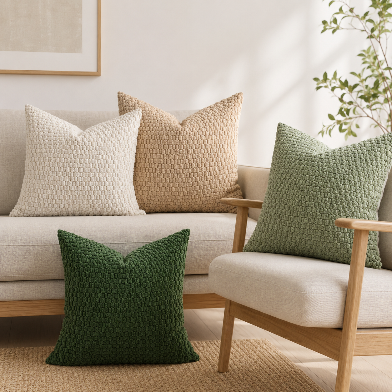 Corduroy Cushion Cover 45 × 45cm, Soft Textured Sofa Pillow Cover