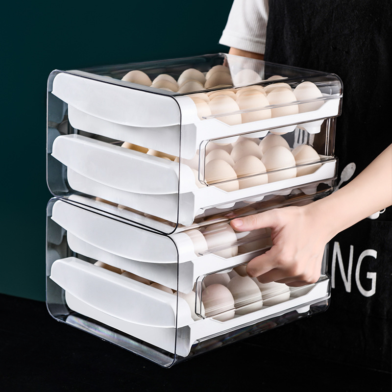 Stackable Clear PET Egg Storage Box, Fridge Egg Organiser