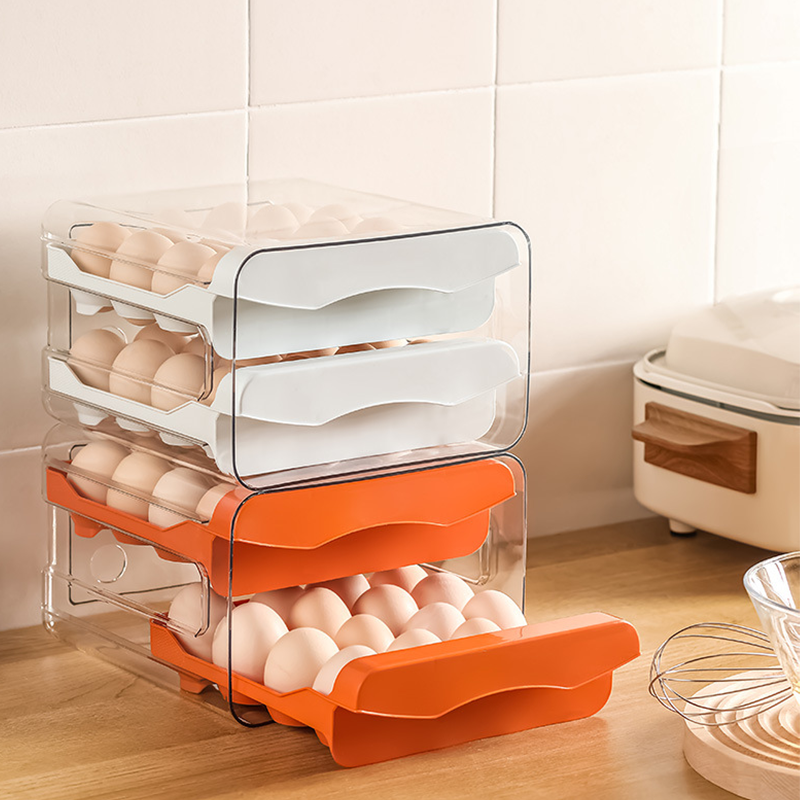 Stackable Clear PET Egg Storage Box, Multi-Layer Fridge Organiser
